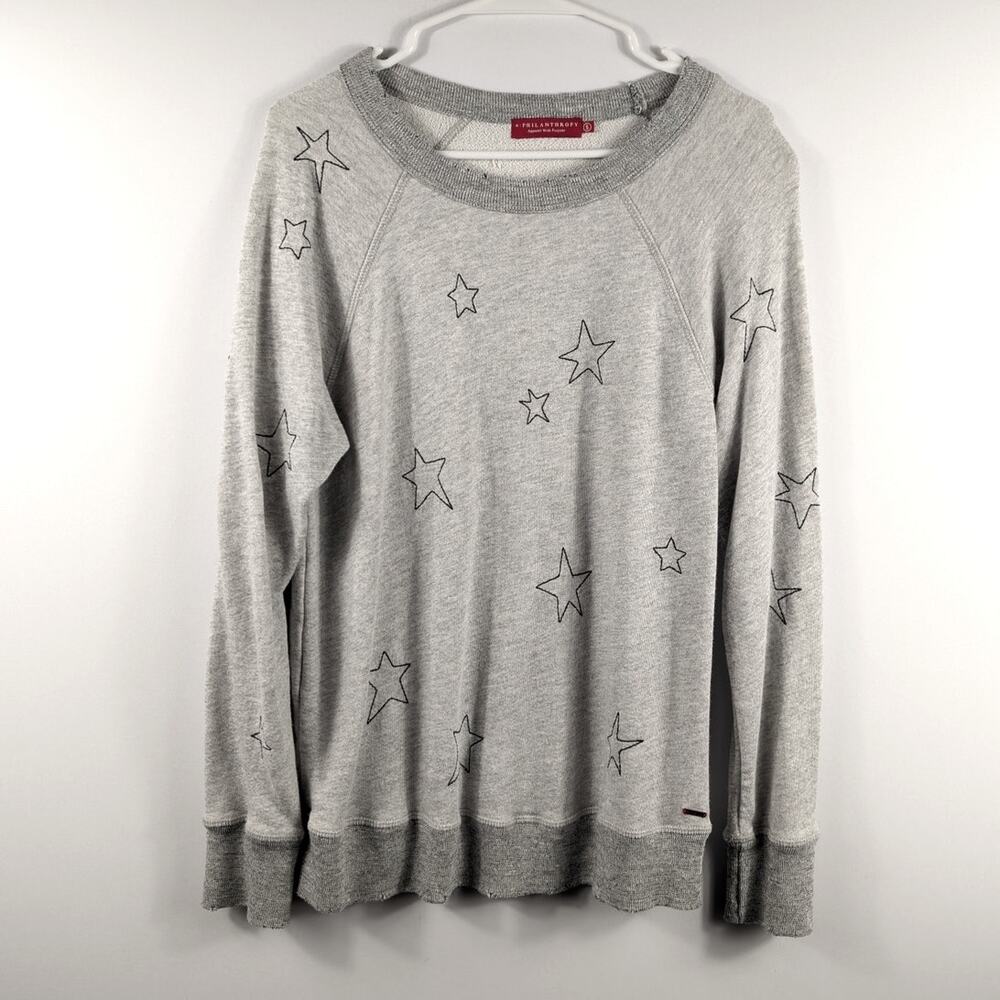 n:Philanthropy Womens Small Gray Allover Star Print Sweatshirt Made in USA Soft